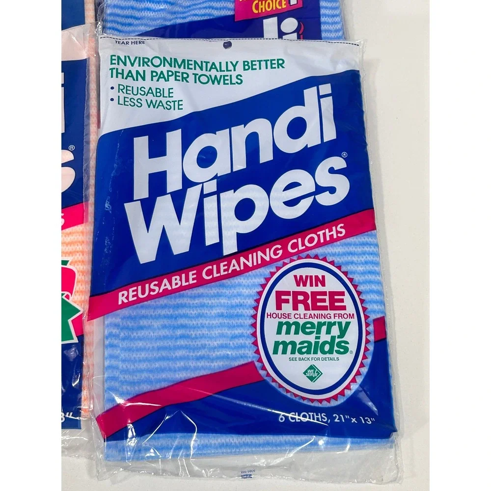 Handi Wipes Reusable Cleaning Cloths 21x13 Lot of 9 Packs Orange Blue Vintage